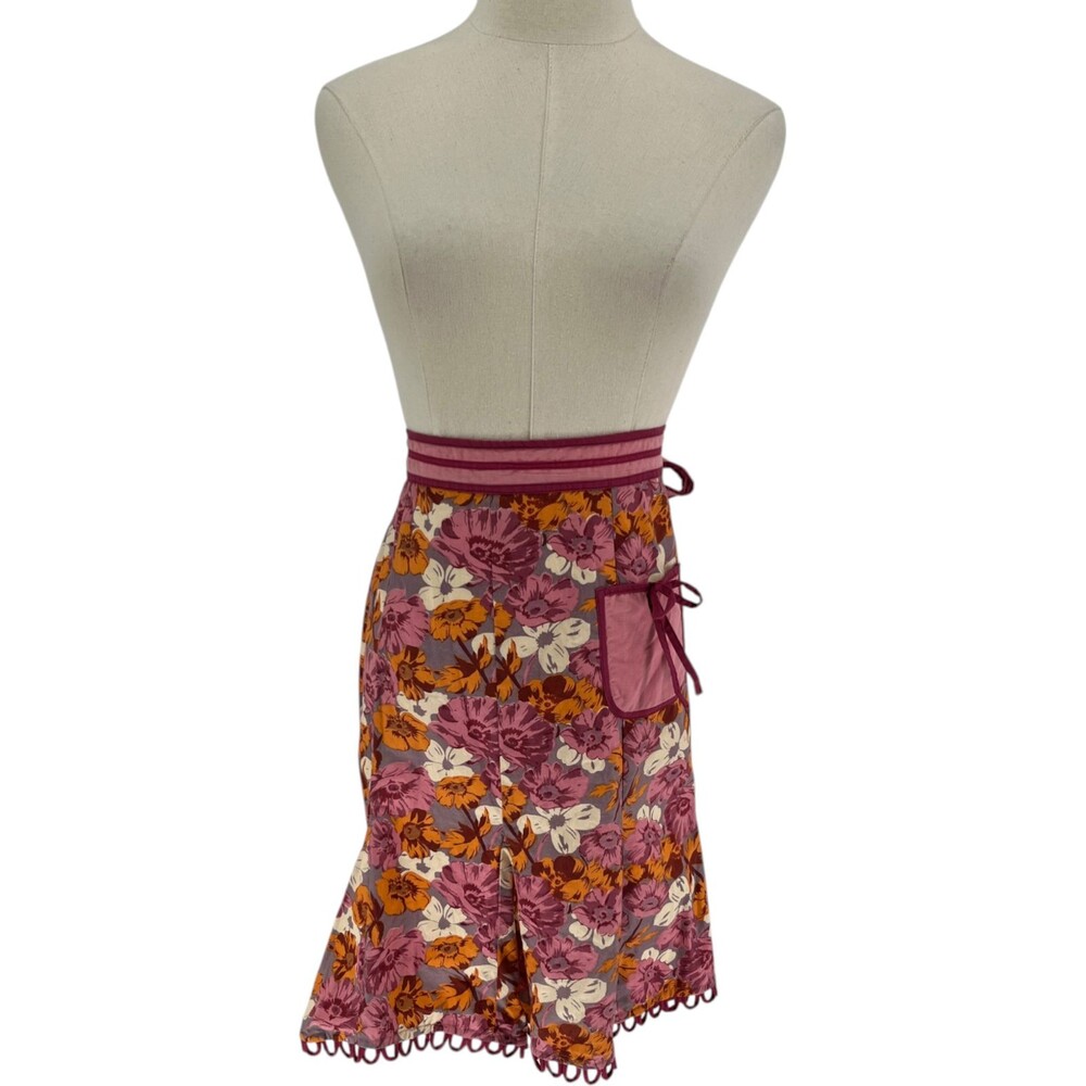 Anthropologie Half Apron Size Adult Floral Pink Cotton Cottagecore Retro